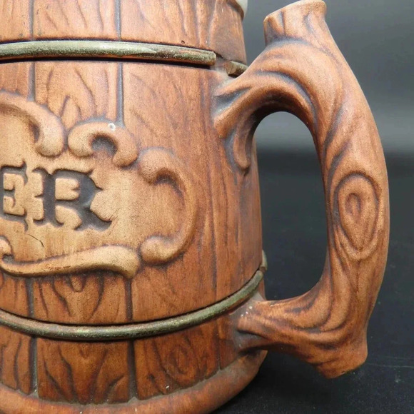 Treasure Craft Beer Mug Vintage Wood Look Ceramic Beer Mug 50's - Picture 8 of 9
